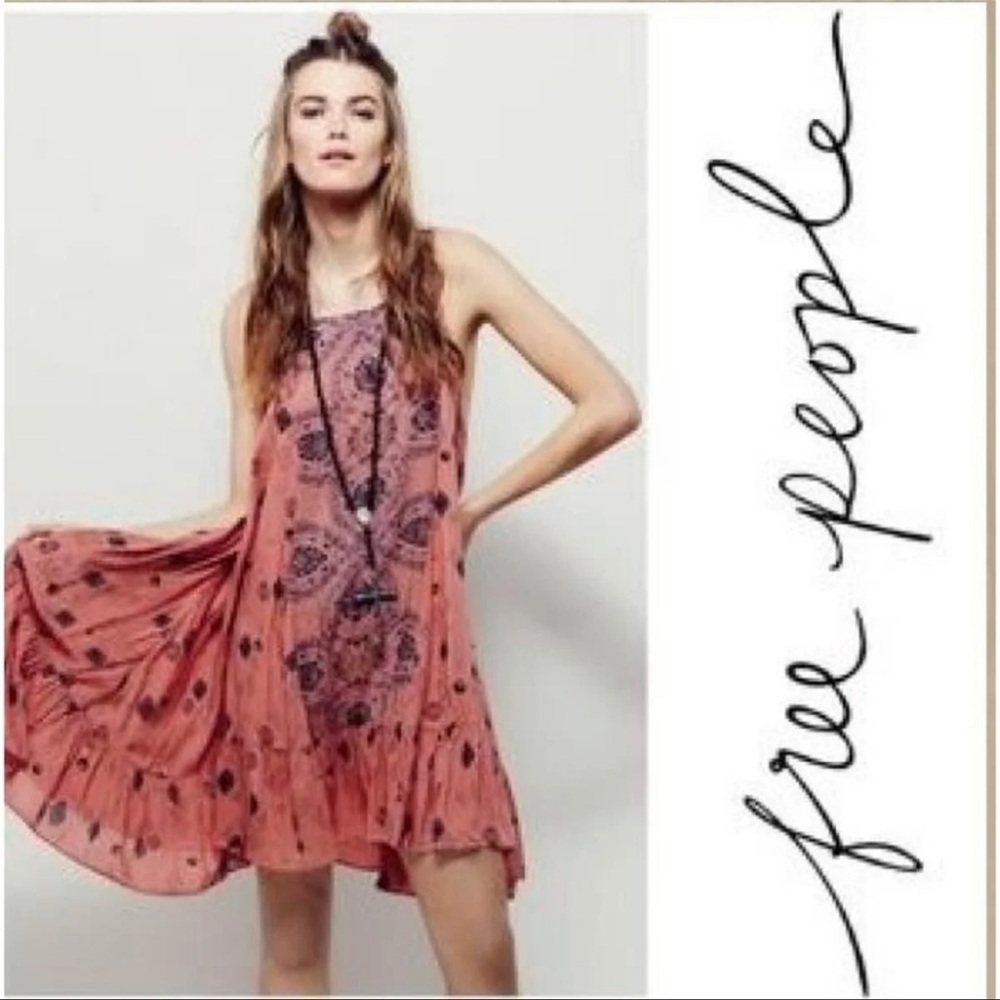NWOT Free People India Floral Tile print ruffle design dress size S!